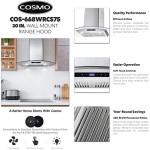 668WRCS75 Wall Mount Range Hood with Ducted Exhaust Vent, 3 Speed Fan, Soft Touch Controls, Tempered Glass, Permanent Filters in Stainless Steel, 30 inches 668WRCS75 Wall Mount Range Hood with Ducted Exhaust Vent, 3 Speed Fan, Soft Touch Controls, Tempered Glass, Permanent Filters in Stainless Steel, 30 inches