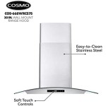 668WRCS75 Wall Mount Range Hood with Ducted Exhaust Vent, 3 Speed Fan, Soft Touch Controls, Tempered Glass, Permanent Filters in Stainless Steel, 30 inches 668WRCS75 Wall Mount Range Hood with Ducted Exhaust Vent, 3 Speed Fan, Soft Touch Controls, Tempered Glass, Permanent Filters in Stainless Steel, 30 inches